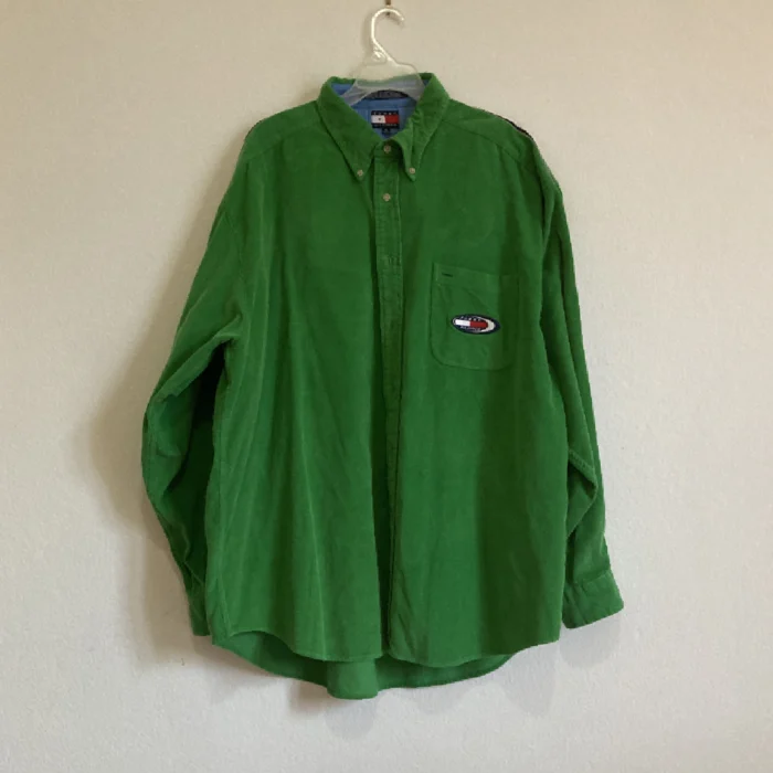 Men’s Corduroy Shirt | TOMMY HILFIGER Thrifted | Green | amerikanika-thrift.com