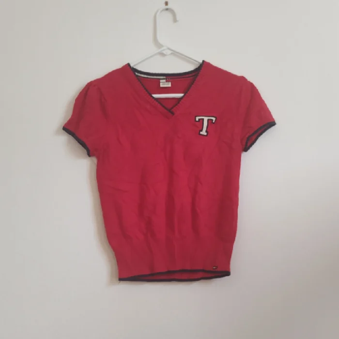 Women's Blouse Short Sleeve | TOMMY HILFIGER Thrifted | Red